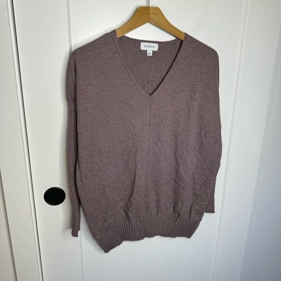 Evereve Everly Mauve Purple Pullover V-neck Ribbed Sweater Size Small - Picture 2 of 6